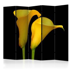 Rumsavdelare - Two yellow calla flowers on a black ...
