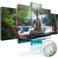 Foto på akryl - Buddha and Waterfall