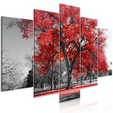 Tavla - Autumn in the Park (5 delar) Wide Red