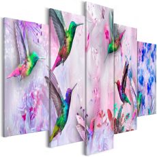 Tavla - Colourful Hummingbirds (5 delar) Wide Violet