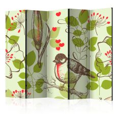 Rumsavdelare - Bird and lilies vintage pattern II