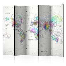 Rumsavdelare - Room divider ñ White-colorful world map