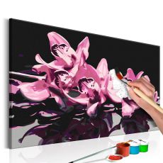 Måla din egen tavla - Pink Orchid (Black Background)