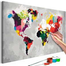 Måla din egen tavla - World Map (Bright Colours)