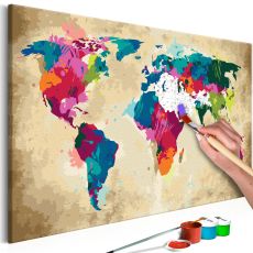 Måla din egen tavla - World Map (Colourful)