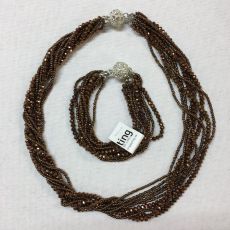 Halsband / armband set i kristall brons