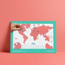 Scratch Map Neon Korall 42x30cm