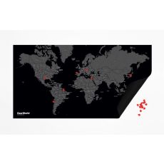 Dear World Black - Världskarta på filt med nålar 124x66cm
