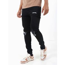 Black Distressed Repair Jeans