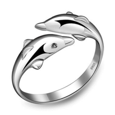 Ring "Dolphins" i 925 Sterling Silverplätering