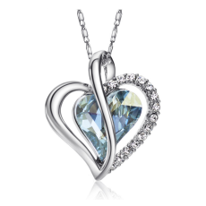 Halsband "Love heart" med en större ljusblå Austrian Crystal och flera små Austrian Crystals samt i platinumplätering