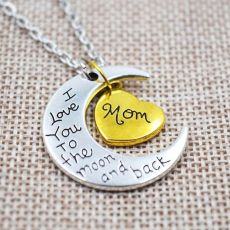 Halsband "I love you to the Moon and Back Mom" i 925 Sterling Silverplätering
