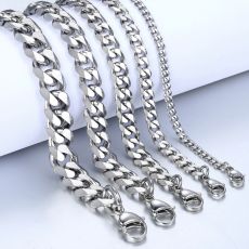 Pansarlänk -Armband i rostfritt stål -Silver 7mm
