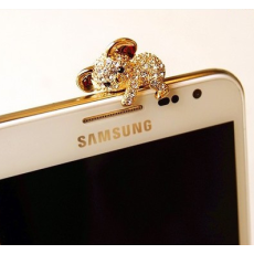 Dustproof -Guldpläterad Kristallkoala för t.ex. iphone och Samsungtelefoner
