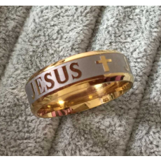 Ring "Jesus" i Titanium- och 18K Guldplätering