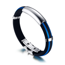 Armband i rostfritt stål och Silikon -Blå