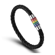 Armband "Rainbow" i läder och rostfritt stål