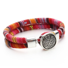 Armband "Tibetan" i bomull -Orange/Röd/Rosa