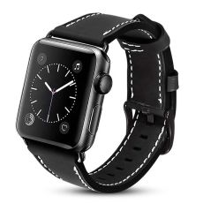 Apple Watch kompatibelt Armband LÄDER SVART 38/40/41 mm