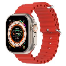 Apple Watch kompatibelt Wave Armband Silikon RÖD 42/44/45/49 mm