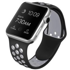 Apple Watch kompatibelt Sport Armband Silikon SVART/GRÅ 42/44/45mm