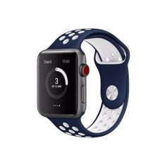 Apple Watch kompatibelt Sport Armband Silikon BLÅ/VIT 42/44/45/49mm