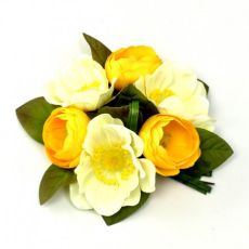 Ljusmanschett för kronljus med gula anemoner