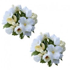 Ljusmanschetter för kronljus 2-pack med vita blommor
