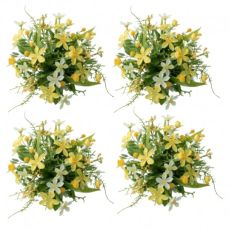 Ljusmanschetter 4-pack för kronljus med gula och vita blommor
