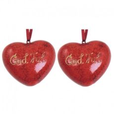 Rött hjärta 2-pack att hänga med texten god jul 6.5 cm.   julpynt från swerox.