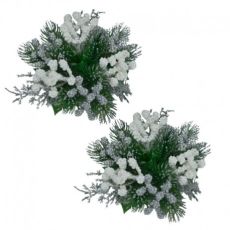 Ljusmanschetter 2-pack för kronljus i vitt, silver och grönt från swerox