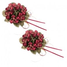 Ljusmanschetter 2-pack för kronljus med vinröda knoppar och gröna blad från swerox