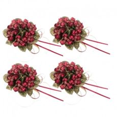 Ljusmanschetter 4-pack för kronljus med vinröda knoppar och gröna blad från swerox