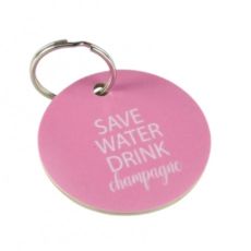 Nyckelring save water rosa med vit text