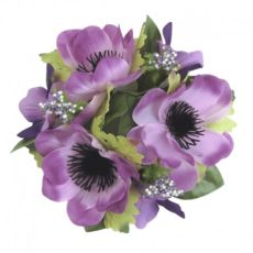 Ljusmanschett för kronljus med lila anemoner