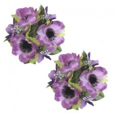 Ljusmanschetter 2-pack för kronljus med lila anemoner