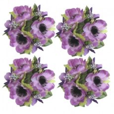 Ljusmanschetter 4-pack för kronljus med lila anemoner