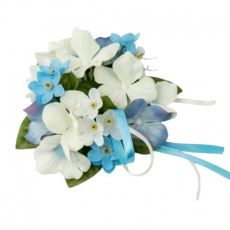 Ljusmanschett för kronljus med blå och vita blommor