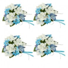 Ljusmanschetter 4-pack för kronljus med blå och vita blommor