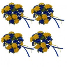 Ljusmanschetter 4-pack för kronljus med gula och blå blommor