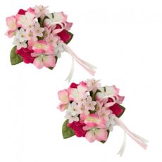 Ljusmanschetter 2-pack för kronljus med rosa och vita blommor