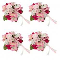 Ljusmanschetter 4-pack för kronljus med rosa och vita blommor