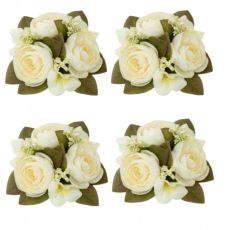Ljusmanschetter 4-pack krämfärgade blommor för kronljus