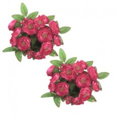 Ljusmanschetter 2-pack för kronljus med mörkrosa rosor