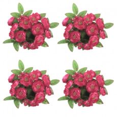 Ljusmanschetter 4-pack för kronljus med mörkrosa rosor