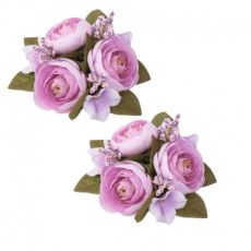 Ljusmanschetter 2-pack med lila blommor för kronljus