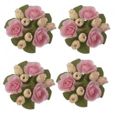 Ljusmanschetter 4-pack rosa rosor för kronljus