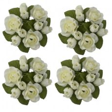 Ljusmanschetter 4-pack vita rosor för kronljus
