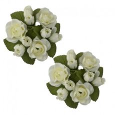 Ljusmanschetter 2-pack vita rosor för kronljus