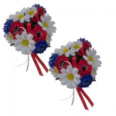 Ljusmanschetter 2-pack för kronljus med röda, vita och blå blommor
